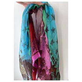 Autre Marque-Printed silk chiffon square-Multiple colors