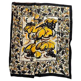 Sonia Rykiel Vintage Silk Square Black Cream Yellow