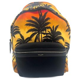 Brand New Saint Laurent Black Hunting Palm Tree Sunset Nylon Backpack Multiple colors