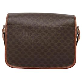 Céline-CELINE Macadam Canvas Circle Shoulder Bag PVC Leather Brown Gold Auth EC528-Brown,Golden