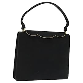 Fendi-FENDI Hand Bag Suede Black Gold Auth KD210-Black,Golden