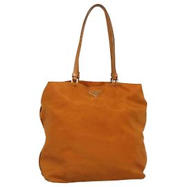 PRADA Sac à épaule en nylon orange doré Auth EC663 Doré Orange