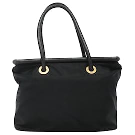 Céline-CELINE Shoulder Bag Nylon Black Gold Auth EC662-Black,Golden