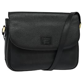 Autre Marque-Burberrys Shoulder Bag Leather Black Gold Auth BA613-Black,Golden