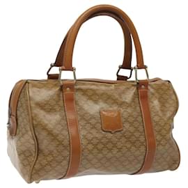 Céline-CELINE Macadam Canvas Boston Bag PVC Beige Gold Auth bs23450-Beige,Golden