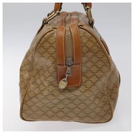 Céline-CELINE Macadam Canvas Boston Bag PVC Beige Gold Auth bs23450-Beige,Golden