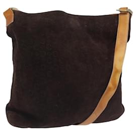 Céline-CELINE C Macadam Canvas Shoulder Bag Suede Leather Beige Brown gold Auth hk2165-Brown,Beige,Golden