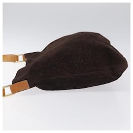 Céline-CELINE C Macadam Canvas Shoulder Bag Suede Leather Beige Brown gold Auth hk2165-Brown,Beige,Golden