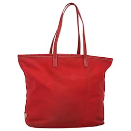 PRADA Bolsa Tote de Nylon Roja Dorada Auth fm4463 Roja Dorado
