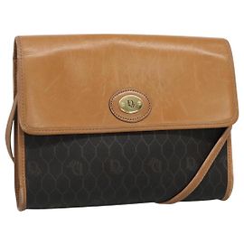 Borsa a spalla in tela a nido d'ape Christian Dior PVC nera e dorata Auth BA558 Nero D'oro