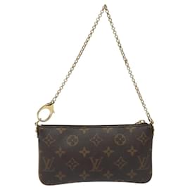 Louis Vuitton-LOUIS VUITTON Monogram Chain Pochette Mila MM Accessory Pouch M60094 Auth KD200-Monogram