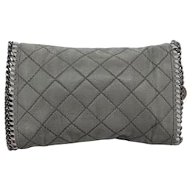 Autre Marque-Stella MacCartney Quilted Chain Falabella Shoulder Bag Canvas Gray Auth am8023-Brown
