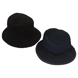 Hermès-HERMES Hat Cotton 2Set Black Navy Auth bs22904-Black,Navy blue