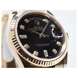 Rolex-ROLEX DAY DATE 36 MM YG black Dial index diamond 118238A Y series Mens-Black