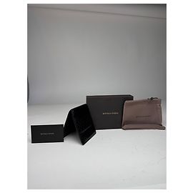 Vintage Bottega Veneta Flapable Leather Wallet Black Black