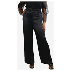 Diane Von Furstenberg-Black satin trousers - size UK 14-Black