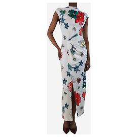 Christopher Kane Robe midi drapée blanche et multicolore - taille UK 6 Blanc