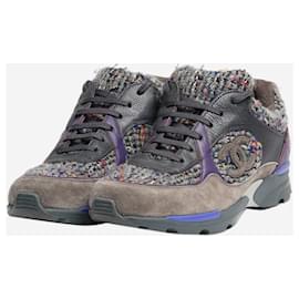 Chanel-Grey tweed trainers - size EU 40.5-Grey