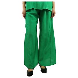 Forte Forte Grüne Seidenhose mit weitem Bein - Größe UK 10 Grün