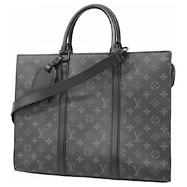 Louis Vuitton-Louis Vuitton Monogram Eclipse Sac Plat Horizontal Zip Handbag-Black