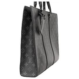 Louis Vuitton-Louis Vuitton Monogram Eclipse Sac Plat Horizontal Zip Handbag-Black
