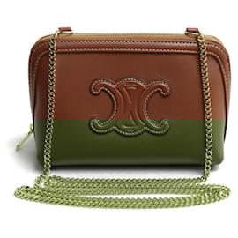 Céline-Celine Clutch Cuir Triomphe Pouch-Brown