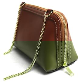 Céline-Celine Clutch Cuir Triomphe Pouch-Brown