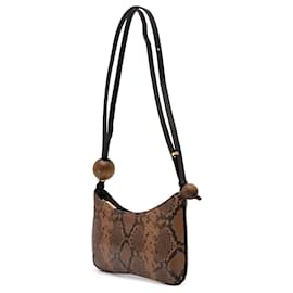 Jacquemus-Jacquemus Brown Python Embossed Le Bisou Perle Shoulder Bag-Brown