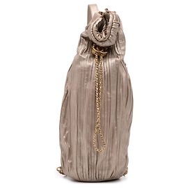 Chanel Gold Medium Metallic Calfskin Coco Pleats Drawstring Backpack Golden