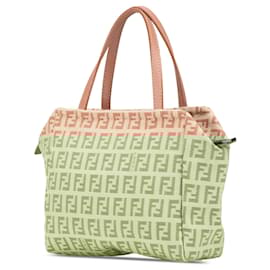 Fendi-Fendi Brown Mini Zucchino Canvas Handbag-Brown,Beige