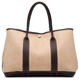 Hermès-Sac Garden Party 36 en Toile et Negonda marron Hermès-Marron,Autre,Marron foncé
