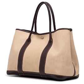 Hermès-Sac Garden Party 36 en Toile et Negonda marron Hermès-Marron,Autre,Marron foncé