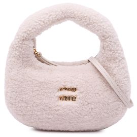 Borsa a tracolla mini in shearling rosa Miu Miu Rosa