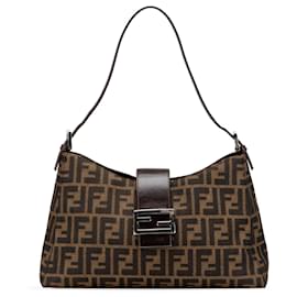 Fendi-Sac à épaule en toile Zucca marron Fendi-Marron