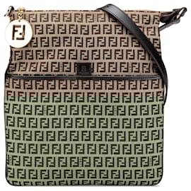 Fendi-Sac à bandoulière en toile Zucchino marron Fendi-Marron,Marron clair