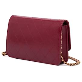 Chanel-Chanel Red Stitched Goatskin Golden CC Wallet On Chain-Red,Dark red