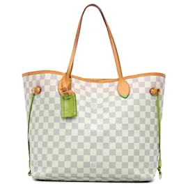 Louis Vuitton-Louis Vuitton White Damier Azur Neverfull MM-White