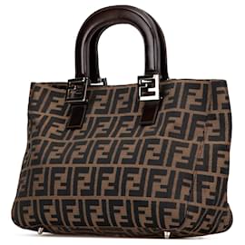 Fendi-Fendi Brown Small Zucca Canvas Twins Tote-Brown