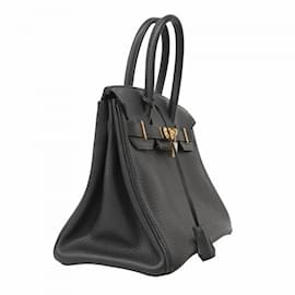 Hermès-Hermes Birkin 30 Handbag in Black Togo Leather-Black