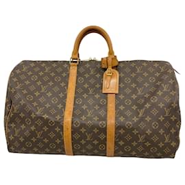 Louis Vuitton-Louis Vuitton Monogram Keepall 55 Boston Bag-Brown