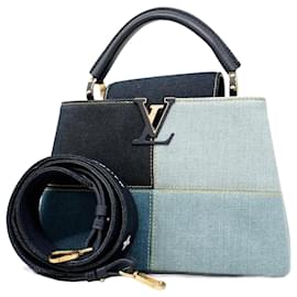 Louis Vuitton-Louis Vuitton Monogram Denim Patchwork Capucines BB Handbag-Blue