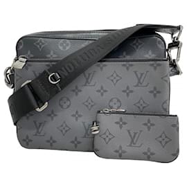 Louis Vuitton-Louis Vuitton Monogram Eclipse Trio Shoulder Bag-Brown,Black