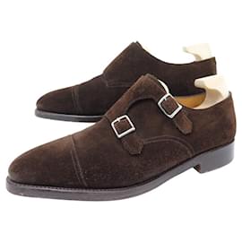 John Lobb-JOHN LOBB WILLIAM SHOES 9.5E 43.5 BROWN SUEDE + SHOE TREES-Brown