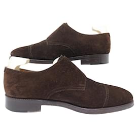 John Lobb-JOHN LOBB WILLIAM SHOES 9.5E 43.5 BROWN SUEDE + SHOE TREES-Brown