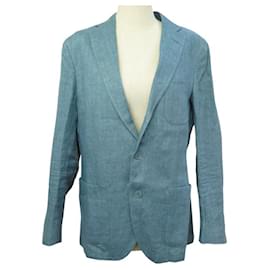 Loro Piana-NEW LORO PIANA MAD3501 TURQUOISE LINEN SUMMER JACKET SIZE 48 M-Turquoise