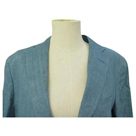 Loro Piana-NEW LORO PIANA MAD3501 TURQUOISE LINEN SUMMER JACKET SIZE 48 M-Turquoise