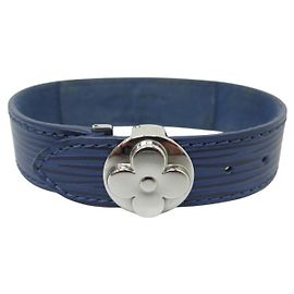 LOUIS VUITTON WISH FLEUR MONOGRAM EPI LEATHER BLUE 18 CM BANGLE Blue