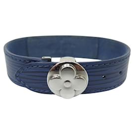 Louis Vuitton-LOUIS VUITTON WISH FLEUR MONOGRAM EPI LEATHER BLUE 18 CM BANGLE-Blue