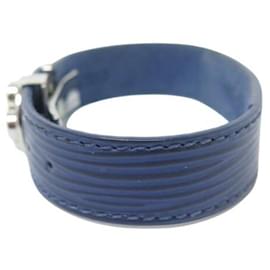Louis Vuitton-LOUIS VUITTON WISH FLEUR MONOGRAM EPI LEATHER BLUE 18 CM BANGLE-Blue