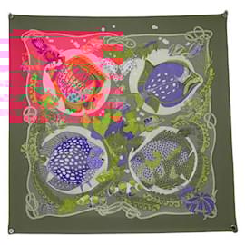 Hermès-HERMES SCARF GRAND FONDS BY ANNIE FAIVRE PINK SILK SQUARE 90-Pink